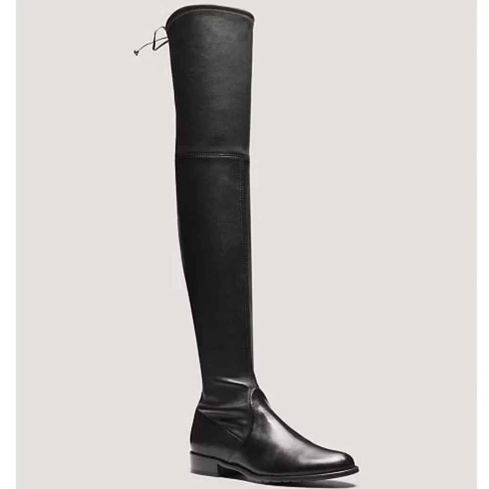 STUART WEITZMAN Lowland Leather Over The Knee Boots Black 5.5 MSRP $950 NWOB